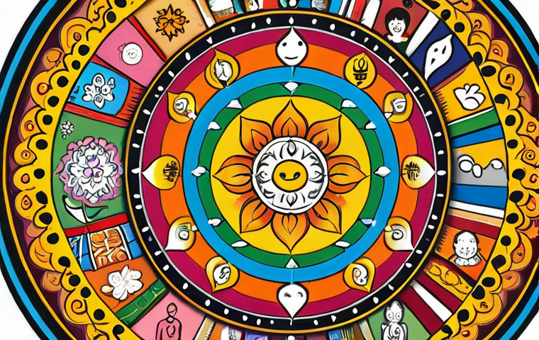 **

A vibrant and colorful illustration depicting the nine elements of GNH (Gross National Happiness). Include icons or symbols representing psychological well-being, health, time use, education, cultural diversity, good governance, community vitality, environmental diversity, and living standards. The overall style should be positive and uplifting, showcasing a balanced and harmonious society. Consider a mandala-like arrangement to visually represent the interconnectedness of the elements.

**